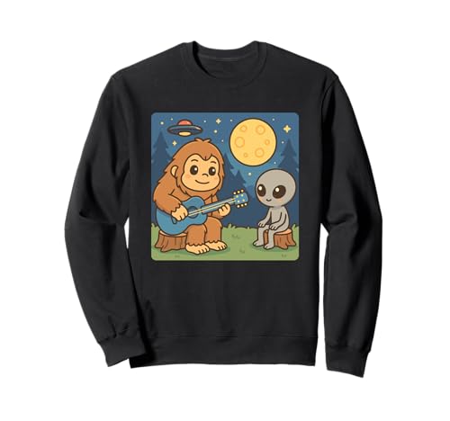 Bigfoot & Alien, für Kinder | Gitarrenliebhaber & Gitarre, Kawaii Sweatshirt Bigfoot & Alien, für Kinder | Gitarrenliebhaber & Gitarre, Kawaii Sweatshirt von Funny Sasquatch Lover Gift Ideas & Graphics