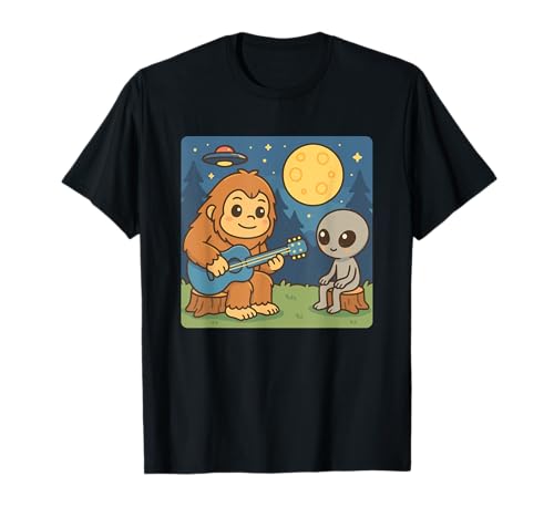 Bigfoot & Alien, für Kinder | Gitarrenliebhaber & Gitarre, Kawaii T-Shirt Bigfoot & Alien, für Kinder | Gitarrenliebhaber & Gitarre, Kawaii T-Shirt von Funny Sasquatch Lover Gift Ideas & Graphics
