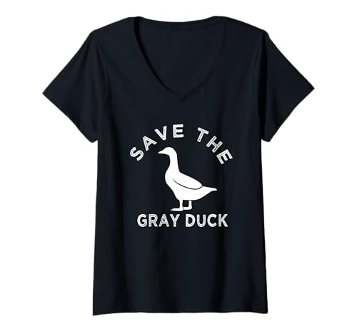Damen Save The Gray Duck Shirt Herren und Damen T-Shirt mit V-Ausschnitt Damen Save The Gray Duck Shirt Herren und Damen T-Shirt mit V-Ausschnitt von Funny Save The Gray Duck tee