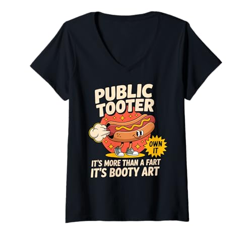 Damen Public Tooter Es ist mehr als EIN Furz Hotdog Meme Humor für Erwachsene T-Shirt mit V-Ausschnitt Damen Public Tooter Es ist mehr als EIN Furz Hotdog Meme Humor für Erwachsene T-Shirt mit V-Ausschnitt von Funny Saying Bathroom Humor Cringe Embarrassing