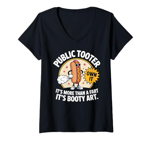 Damen Public Tooter Es ist mehr als EIN Hotdog-Meme mit Furzhumor T-Shirt mit V-Ausschnitt Damen Public Tooter Es ist mehr als EIN Hotdog-Meme mit Furzhumor T-Shirt mit V-Ausschnitt von Funny Saying Bathroom Humor Cringe Embarrassing