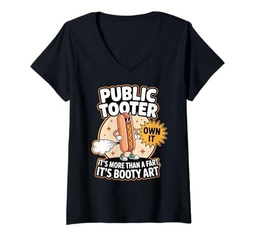 Damen Public Tooter It's More Than A Fart Seltsam Spezifischer Humor T-Shirt mit V-Ausschnitt Damen Public Tooter It's More Than A Fart Seltsam Spezifischer Humor T-Shirt mit V-Ausschnitt von Funny Saying Bathroom Humor Cringe Embarrassing
