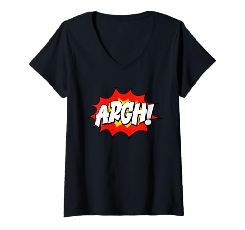 Damen Argh Comic Argh Sprechblase Argh T-Shirt mit V-Ausschnitt von Funny Saying Funny Shirt Funny Gifts