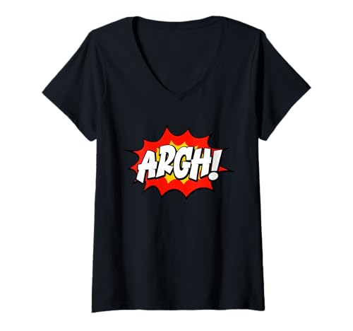 Damen Argh Comic Argh Sprechblase Argh T-Shirt mit V-Ausschnitt von Funny Saying Funny Shirt Funny Gifts