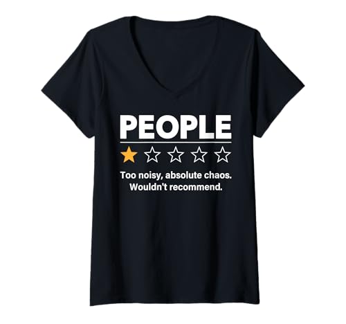 Damen Lustiger Anti-sozialer Menschen-EIN-Stern-Bewertung Meme Sarkasmus Humor T-Shirt mit V-Ausschnitt Damen Lustiger Anti-sozialer Menschen-EIN-Stern-Bewertung Meme Sarkasmus Humor T-Shirt mit V-Ausschnitt von Funny Saying and Sarcasm Designs