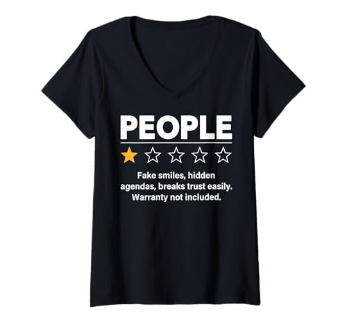 Damen Lustiger Anti-sozialer Menschen-EIN-Stern-Bewertung Meme Sarkasmus Humor T-Shirt mit V-Ausschnitt Damen Lustiger Anti-sozialer Menschen-EIN-Stern-Bewertung Meme Sarkasmus Humor T-Shirt mit V-Ausschnitt von Funny Saying and Sarcasm Designs