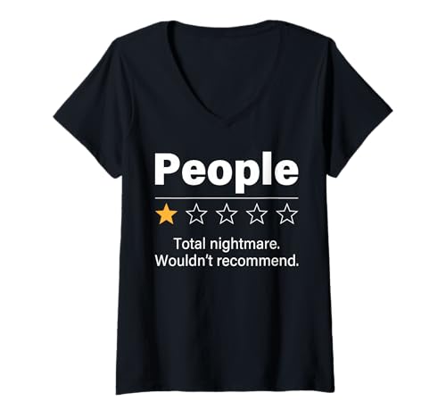 Damen Lustiger Anti-sozialer Menschen-EIN-Stern-Bewertung Meme Sarkasmus Humor T-Shirt mit V-Ausschnitt Damen Lustiger Anti-sozialer Menschen-EIN-Stern-Bewertung Meme Sarkasmus Humor T-Shirt mit V-Ausschnitt von Funny Saying and Sarcasm Designs