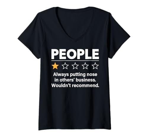 Damen Lustiger Anti-sozialer Menschen-EIN-Stern-Bewertung Meme Sarkasmus Humor T-Shirt mit V-Ausschnitt Damen Lustiger Anti-sozialer Menschen-EIN-Stern-Bewertung Meme Sarkasmus Humor T-Shirt mit V-Ausschnitt von Funny Saying and Sarcasm Designs