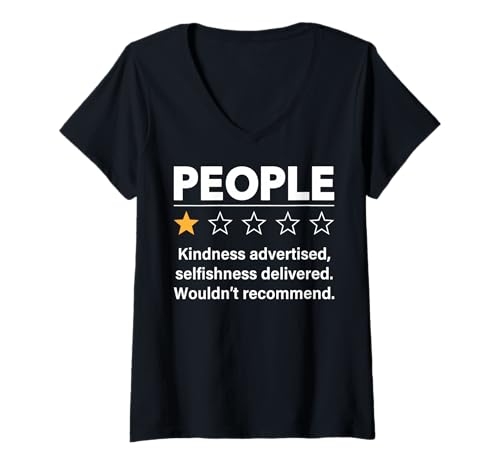 Damen Lustiger Anti-sozialer Menschen-EIN-Stern-Bewertung Meme Sarkasmus Humor T-Shirt mit V-Ausschnitt Damen Lustiger Anti-sozialer Menschen-EIN-Stern-Bewertung Meme Sarkasmus Humor T-Shirt mit V-Ausschnitt von Funny Saying and Sarcasm Designs