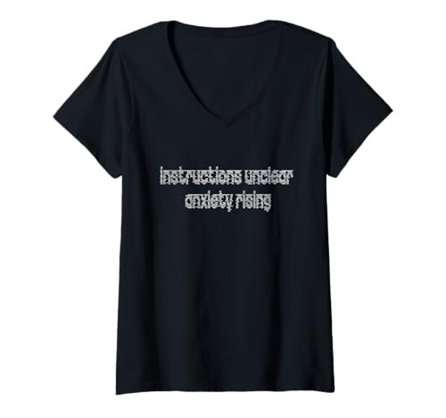 Damen Anleitung Unklar Angst steigend - Glitch Text Design T-Shirt mit V-Ausschnitt von Funny Sayings And Quotes Apparel