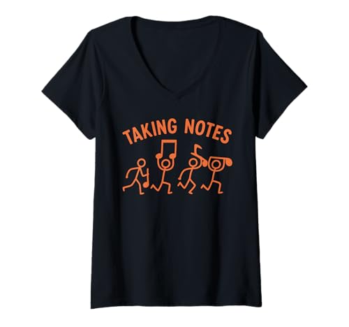 Damen Funny Music Art Musical Note Gag Music Love Taking Notes T-Shirt mit V-Ausschnitt Damen Funny Music Art Musical Note Gag Music Love Taking Notes T-Shirt mit V-Ausschnitt von Funny Sayings Humour Music Lovers Music Students