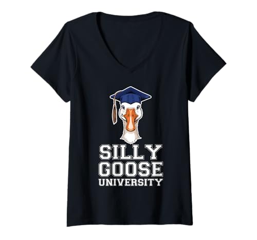 Damen Silly Goose University - Lustiger Spruch sarkastisch cool Neuheit T-Shirt mit V-Ausschnitt von Funny Sayings & Funny Designs