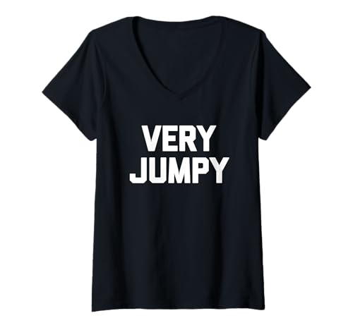 Damen Very Jumpy - Lustiger Spruch sarkastischer Humor Niedlich Cool Neuheit T-Shirt mit V-Ausschnitt von Funny Sayings & Funny Designs