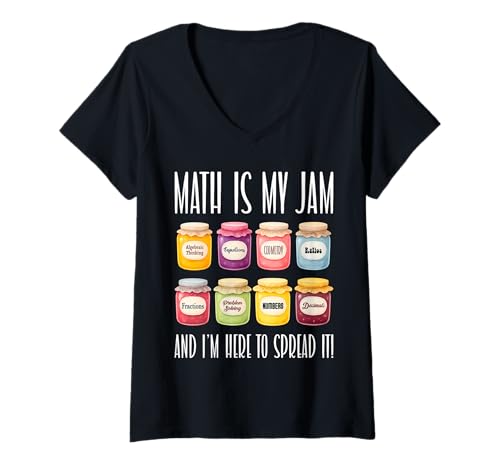 Damen Math is My Jam Mathematics Back to School Lustiger Mathematiklehrer T-Shirt mit V-Ausschnitt Damen Math is My Jam Mathematics Back to School Lustiger Mathematiklehrer T-Shirt mit V-Ausschnitt von Funny School Best Math Teacher Appreciation Gifts