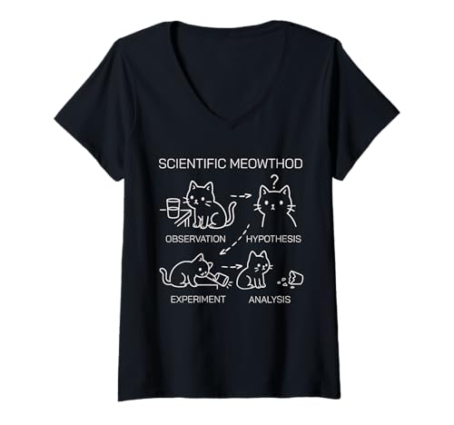 Damen Scientific Meowthod Lustige Wissenschaft Katze Lehrer Student Cool T-Shirt mit V-Ausschnitt Damen Scientific Meowthod Lustige Wissenschaft Katze Lehrer Student Cool T-Shirt mit V-Ausschnitt von Funny Science Cat for Cat and Science Lovers