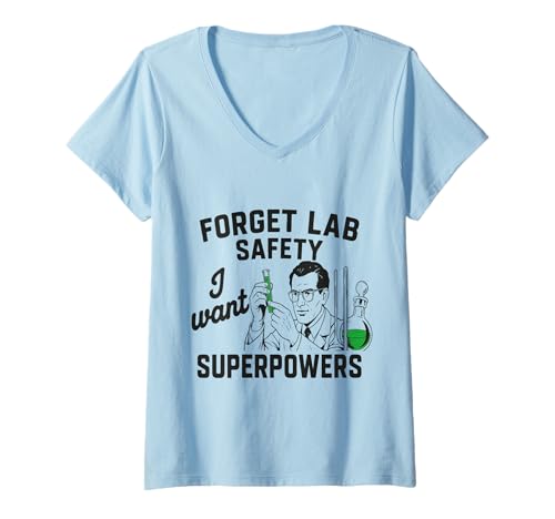 Damen Lustiger Retro Science Lab Safety Humor Superkräfte Wissenschaftler T-Shirt mit V-Ausschnitt Damen Lustiger Retro Science Lab Safety Humor Superkräfte Wissenschaftler T-Shirt mit V-Ausschnitt von Funny Science Lab Humor Chemistry Superpowers Tee