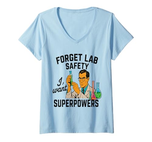 Damen Lustiger Retro Science Lab Safety Humor Superkräfte Wissenschaftler T-Shirt mit V-Ausschnitt Damen Lustiger Retro Science Lab Safety Humor Superkräfte Wissenschaftler T-Shirt mit V-Ausschnitt von Funny Science Lab Humor Chemistry Superpowers Tee