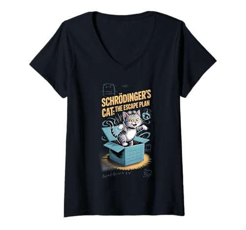 Damen Schrödingers Katze: Der Fluchtplan Physikliebhaber T-Shirt mit V-Ausschnitt Damen Schrödingers Katze: Der Fluchtplan Physikliebhaber T-Shirt mit V-Ausschnitt von Funny Science Teacher