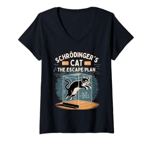 Damen Schrödingers Katze: Der Fluchtplan Physikliebhaber T-Shirt mit V-Ausschnitt Damen Schrödingers Katze: Der Fluchtplan Physikliebhaber T-Shirt mit V-Ausschnitt von Funny Science Teacher