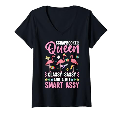 Damen Scrapbooker Queen Lustiges Basteln Hobbyist Scrapbooking Mädchen T-Shirt mit V-Ausschnitt Damen Scrapbooker Queen Lustiges Basteln Hobbyist Scrapbooking Mädchen T-Shirt mit V-Ausschnitt von Funny Scrapbooking Shirts for Women