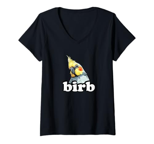 Damen Cute Bird Mens Womens Kids Boys Birb Meme Cockatiel Lover T-Shirt mit V-Ausschnitt von Funny Screaming Birb Parrot Gifts Shirts & Hoodies