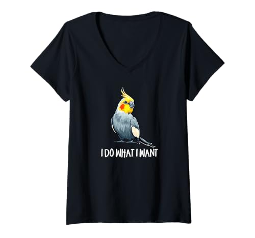 Damen Cute Bird Mens Womens Kids I Do What I Want Cockatiel Lover T-Shirt mit V-Ausschnitt von Funny Screaming Birb Parrot Gifts Shirts & Hoodies