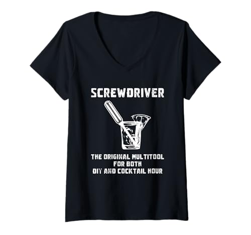 Damen Schraubendreher Das Originale Multitool für DIY und Cocktail T-Shirt mit V-Ausschnitt Damen Schraubendreher Das Originale Multitool für DIY und Cocktail T-Shirt mit V-Ausschnitt von Funny Screwdriver Apparel