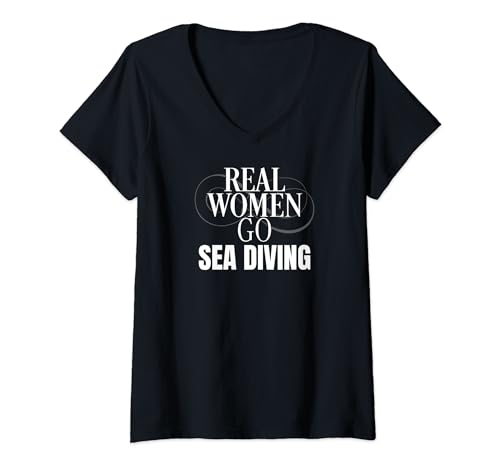 Damen Funny Sea Diver Real Women Go Sea Diving T-Shirt mit V-Ausschnitt Damen Funny Sea Diver Real Women Go Sea Diving T-Shirt mit V-Ausschnitt von Funny Sea Diver Real Women Go Sea Diving