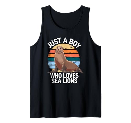 Herren Nur EIN Junge, der Seelöwen liebt Marine Lover Vintage Sea Lion Tank Top von Funny Sea Lion Apparel for Men Women