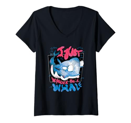 Damen Ich Will einfach EIN Wal Sein, niedliches Meeresungeheuer, Kunst T-Shirt mit V-Ausschnitt Damen Ich Will einfach EIN Wal Sein, niedliches Meeresungeheuer, Kunst T-Shirt mit V-Ausschnitt von Funny Sea Monster Art