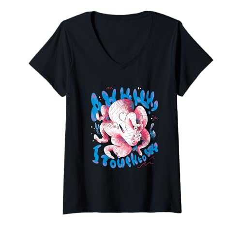 Damen Oktopus Umarmung, lustige Kunst mit Meerestieren T-Shirt mit V-Ausschnitt Damen Oktopus Umarmung, lustige Kunst mit Meerestieren T-Shirt mit V-Ausschnitt von Funny Sea Monster Art
