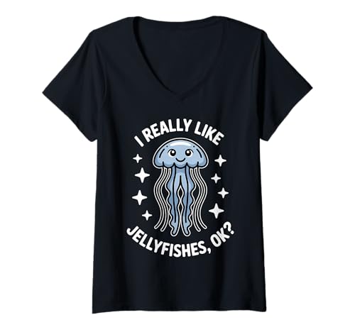 Damen Quallen Lustige Quallen T-Shirt mit V-Ausschnitt Damen Quallen Lustige Quallen T-Shirt mit V-Ausschnitt von Funny Sea Ocean Cool Jellyfish Design