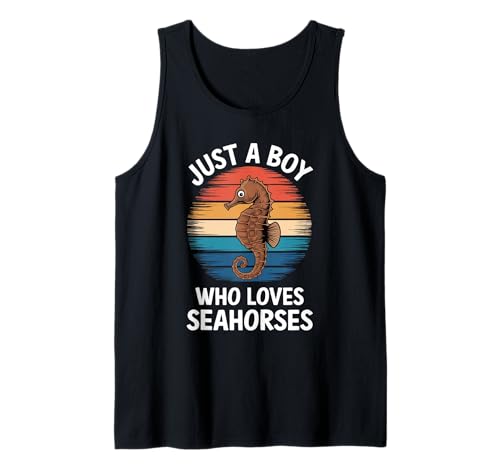 Herren Just A Boy Who Loves Seepferdchen Ocean Vintage Sea Horse Lover Tank Top von Funny Seahorse Apparel for Men Women