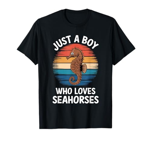 Just A Boy Who Loves Seepferdchen Ocean Vintage Sea Horse Lover T-Shirt von Funny Seahorse Apparel for Men Women