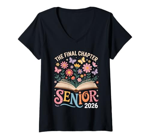 Damen Senior 2026 Das letzte Kapitel Flower Graduation Damen Herren T-Shirt mit V-Ausschnitt Damen Senior 2026 Das letzte Kapitel Flower Graduation Damen Herren T-Shirt mit V-Ausschnitt von Funny Senior 2026 The Final Chapter Back To School