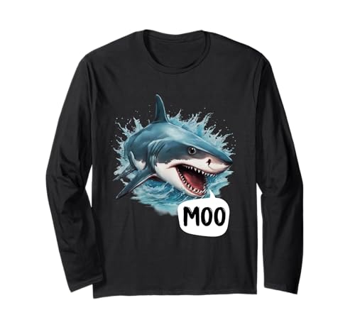 Lustiger Hai Moo I'm A Cow Herren Damen Kinder Langarmshirt von Funny Shark Moo I'm A Cow Men Women Kids