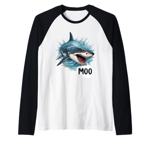 Lustiger Hai Moo I'm A Cow Herren Damen Kinder Raglan von Funny Shark Moo I'm A Cow Men Women Kids