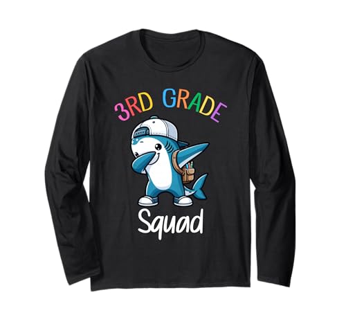 Squad Shark Dabbing, Kinder der 1. Klasse, zurück zur Schule Langarmshirt Squad Shark Dabbing, Kinder der 1. Klasse, zurück zur Schule Langarmshirt von Funny Shark Team Back to School Kids Boys Girls