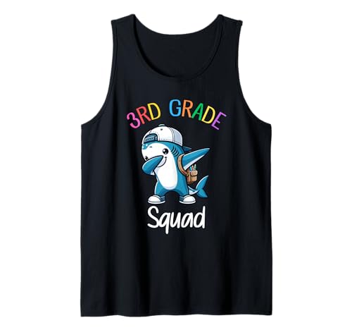 Squad Shark Dabbing, Kinder der 1. Klasse, zurück zur Schule Tank Top Squad Shark Dabbing, Kinder der 1. Klasse, zurück zur Schule Tank Top von Funny Shark Team Back to School Kids Boys Girls