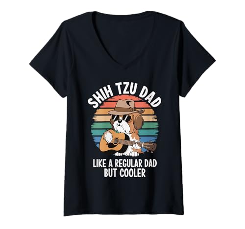 Damen Shih Tzu Dad Lustiger Hund Papa Retro Geschenk für Shih Tzu Liebhaber Mann T-Shirt mit V-Ausschnitt Damen Shih Tzu Dad Lustiger Hund Papa Retro Geschenk für Shih Tzu Liebhaber Mann T-Shirt mit V-Ausschnitt von Funny Shih Tzu Dog Dad Gift Men Shitzu Fathers Day