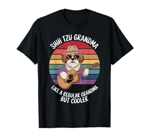 Shih Tzu Grandma Granddog Vintage Shih Tzu Hund Mama Geschenk T-Shirt von Funny Shih Tzu Grandmother Gift Shihtzu Granny