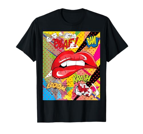 Funny Shirts JG Damen Retro Pop Art T-Shirt, Schwarz, S, Halbarm, Klassisch, Klassische Passform, Baumwolle 50%, Polyester 50% Funny Shirts JG Damen Retro Pop Art T-Shirt, Schwarz, S, Halbarm, Klassisch, Klassische Passform, Baumwolle 50%, Polyester 50% von Funny Shirts JG