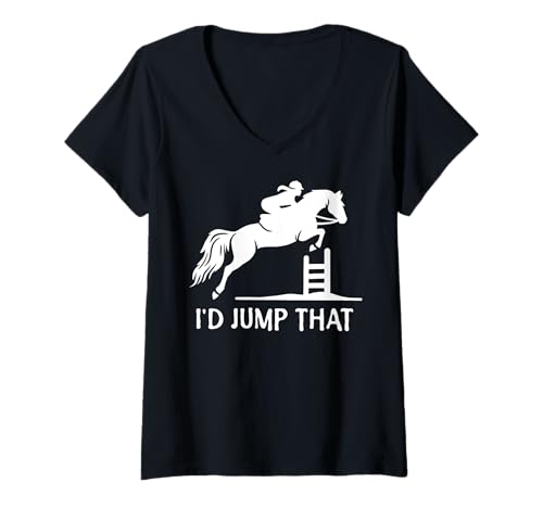 Damen Ich würde das lustige Springreiten springen T-Shirt mit V-Ausschnitt Damen Ich würde das lustige Springreiten springen T-Shirt mit V-Ausschnitt von Funny Show Jumper Gifts for Equestrians