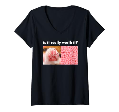 Damen Lohnt es sich wirklich Cat Meme mit Jelly Beans T-Shirt mit V-Ausschnitt Damen Lohnt es sich wirklich Cat Meme mit Jelly Beans T-Shirt mit V-Ausschnitt von Funny Silly Cat Memes by The Meme Factory
