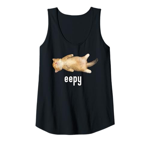 Damen Unheimliche Katze, dummes, schläfriges Katzen-Meme Tank Top Damen Unheimliche Katze, dummes, schläfriges Katzen-Meme Tank Top von Funny Silly Cat Memes by The Meme Factory