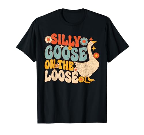 Funny Silly Goose Club On The Loose Apparel - Klassisches T-Shirt mit Cartoon-Goose-Motiv - Schwarz, Unisex, Kinder & Erwachsene - Sommer, Kurzarm, Pull-On, Standardlänge, S Funny Silly Goose Club On The Loose Apparel - Klassisches T-Shirt mit Cartoon-Goose-Motiv - Schwarz, Unisex, Kinder & Erwachsene - Sommer, Kurzarm, Pull-On, Standardlänge, S von Funny Silly Goose Club On The Loose Apparel