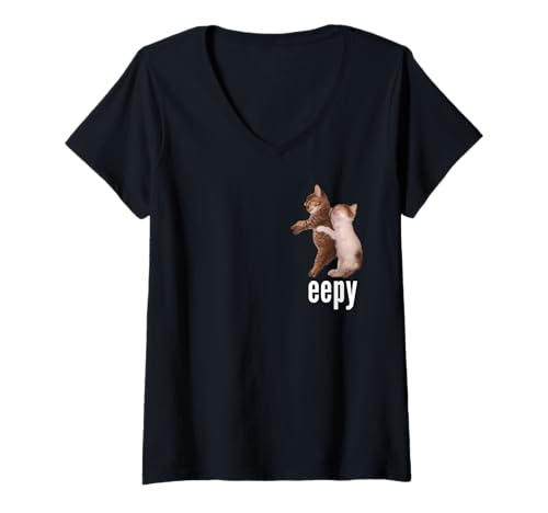 Damen Eepy Cat, Silly Sleepy Cat Meme T-Shirt mit V-Ausschnitt Damen Eepy Cat, Silly Sleepy Cat Meme T-Shirt mit V-Ausschnitt von Funny Silly Sleepy Cat Memes