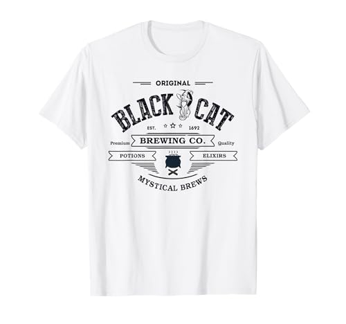 Niedliche Schwarze Katze Hexe Mama Brewing Co Magical Potions Brew Gag T-Shirt von Funny Since 1692 Wizard Halloween Coffee Company