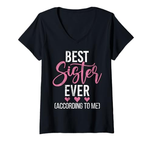 Damen Beste Schwester Aller Zeiten Lustiger Bruder Schwester Sis Große Schwester Zwillinge T-Shirt mit V-Ausschnitt Damen Beste Schwester Aller Zeiten Lustiger Bruder Schwester Sis Große Schwester Zwillinge T-Shirt mit V-Ausschnitt von Funny Sister Brother Matching Sibling Gifts