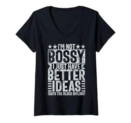 Damen Ich Bin Nicht herrisch, ich Habe nur bessere Ideen, Bruder, Schwester, lustig T-Shirt mit V-Ausschnitt Damen Ich Bin Nicht herrisch, ich Habe nur bessere Ideen, Bruder, Schwester, lustig T-Shirt mit V-Ausschnitt von Funny Sister Brother Matching Sibling Gifts